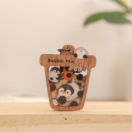 遊木時光 WOOD TIME 台湾ミニ風景 木製キーホルダー タピオカミルクティー｜台灣微風景木製鑰匙圈 珍珠奶茶