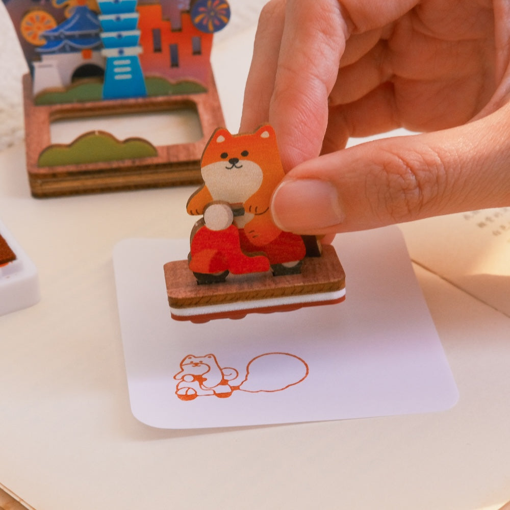 遊木時光 WOOD TIME 台湾風景 木製スタンプ収納セット 阿里山｜台灣拼