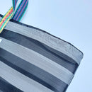 台湾製 ボーダー柄（ブラック・グレー）漁師網 ナイロンバッグ (茄芷袋)｜Sサイズ｜黑灰條紋款 茄芷袋