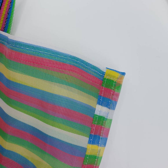 台湾製 細ボーダー柄（5色）漁師網 ナイロンバッグ (茄芷袋)｜Mサイズ｜5色細條紋 茄芷袋