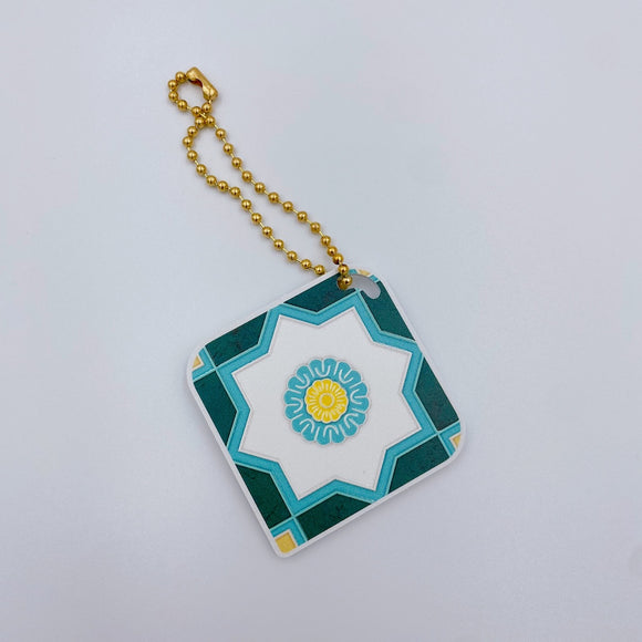 台湾マジョリカタイル柄 キーホルダー型 台湾交通系ICカード 富貴花鞠（フーグイーファジュ）｜台灣花磚造型悠遊卡