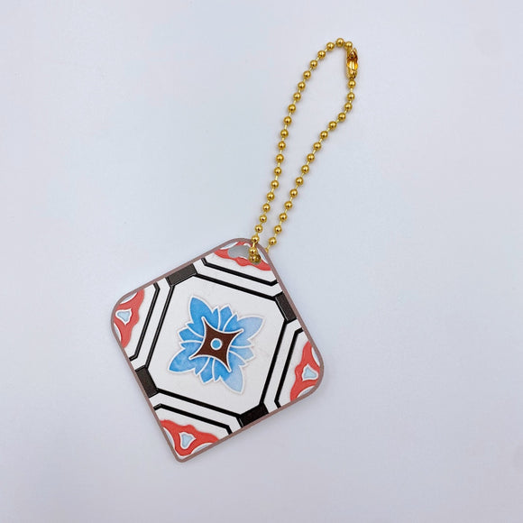 台湾マジョリカタイル柄 キーホルダー型 台湾交通系ICカード 瑞日芝蘭（ズイジージーラン）｜台灣花磚造型悠遊卡