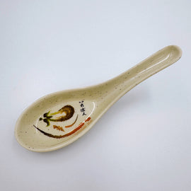 台湾レトロ メラミン製 台湾レンゲ いちばん文字・なす柄｜台灣路邊攤用 美耐皿台式湯匙 一番平假名・茄子