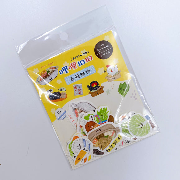 RIRIKOKO 台湾火鍋テーマ ステッカーパック 34種類デザインステッカー入（台湾製）｜哩哩扣扣 幸福鍋物 裝飾貼紙包