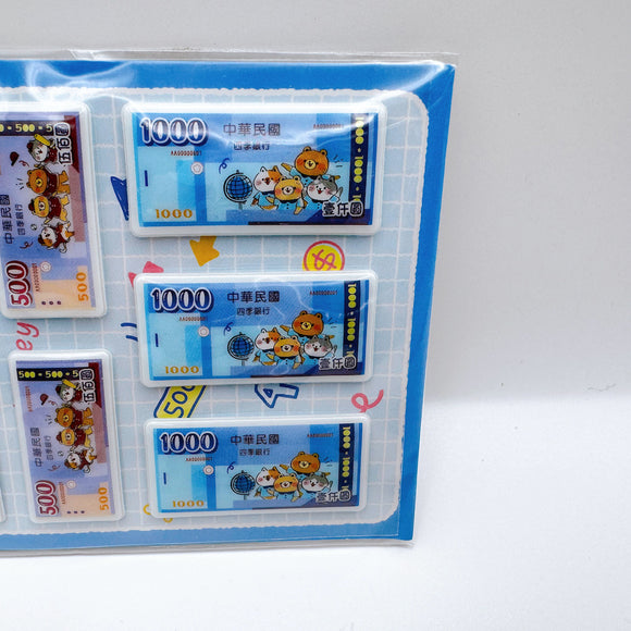 台湾ドル（台湾元）くま ステッカー （台湾製）｜台幣 泡綿貼紙（熊）