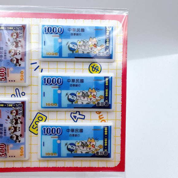 台湾ドル（台湾元）ネコ 猫 ねこ ステッカー （台湾製）｜台幣 泡綿貼紙（貓）