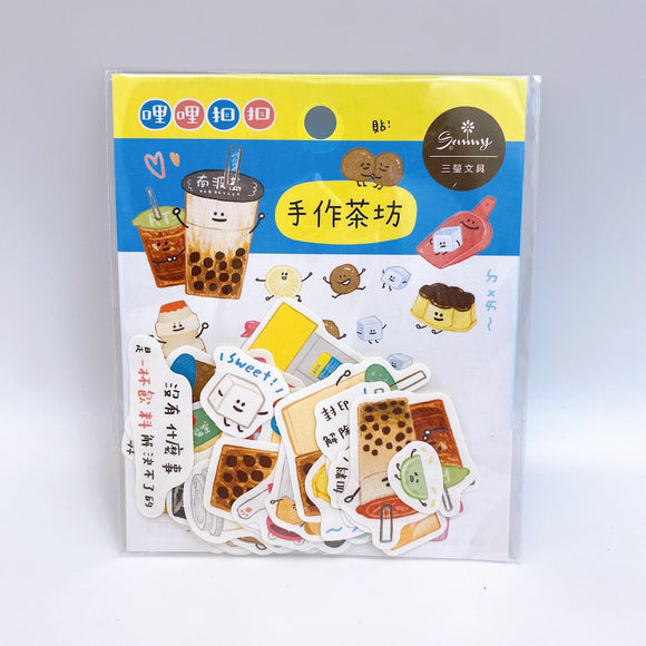 RIRIKOKO 台湾商店街テーマ ステッカーパック 30種類デザインステッカー入（タピオカ屋）｜哩哩扣扣 商店街貼紙包（手作茶坊）