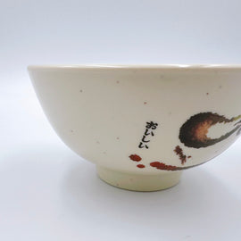 台湾レトロ メラミン製 飯碗 おいしい文字・なす柄｜台灣路邊攤用 美耐皿南京碗 美味・好吃平假名・茄子