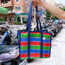 台湾製 ファスナー・内ポケット付き 漁師網 ナイロンバッグ トートバッグ (茄芷袋) 台湾カラー ボーダー｜經典茄芷袋 A4資料袋 拉鍊款