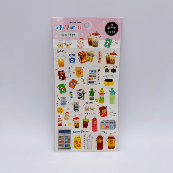 RIRIKOKO 台湾ドリンクテーマ 透明ステッカー （台湾製）｜哩哩扣扣 清爽涼飲 透明手帳貼紙