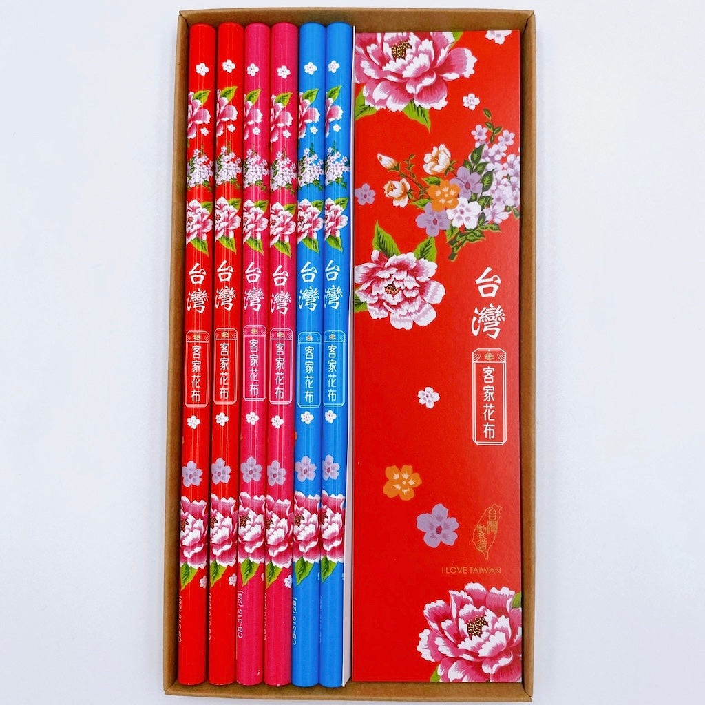 レトロ可愛い 台湾 利百代 台湾花布（客家花布）柄鉛筆｜利百代 台灣花