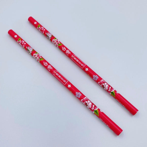 レトロ可愛い 台湾 利百代 台湾花布（客家花布）柄鉛筆セット｜カラー：赤・青・桃色｜利百代 客家花布 鉛筆｜硬度：2B