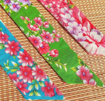 Hakka Rainy 客家花布 バッグスカーフ（ツイリースカーフ）｜多功能棉質絲巾（包包裝飾）｜台湾花布