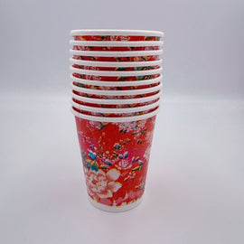台湾 客家花布柄 紙コップ 10個入セット（台湾花布）｜台灣客家花布圖案紙杯 10個入
