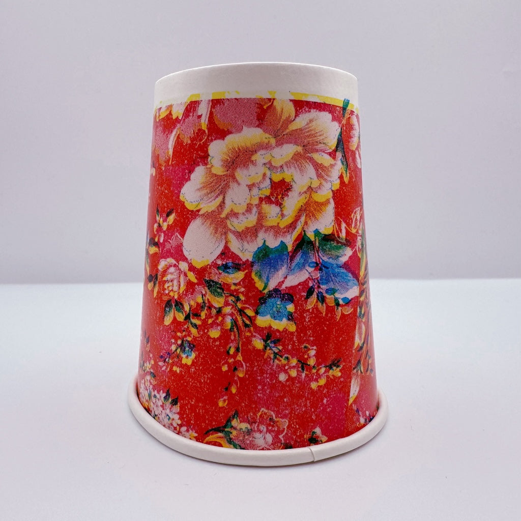 台湾 客家花布柄 紙コップ 10個入セット（台湾花布）｜台灣客家花布