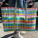 台湾製 チェック柄 漁師網 ナイロンバッグ (茄芷袋)｜Mサイズ｜彩格款 茄芷袋