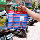 台湾製 ブルーボーダー柄 漁師網 ナイロンバッグ (茄芷袋)｜Sサイズ｜藍色線條款 茄芷袋