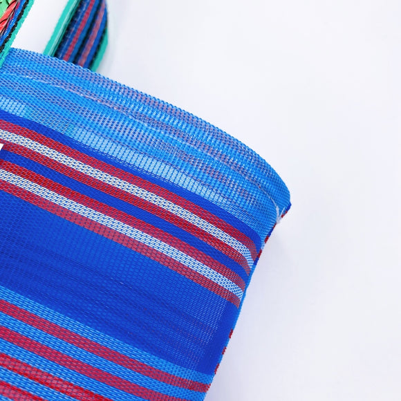 台湾製 ブルーボーダー柄 漁師網 ナイロンバッグ (茄芷袋)｜Sサイズ｜藍色線條款 茄芷袋
