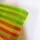 台湾製 ボーダー柄（イエロー・グリーン・レッド） 漁師網 ナイロンバッグ (茄芷袋) ショルダーストラップタイプ｜Mサイズ｜綠黃紅條紋 茄芷袋 肩背款