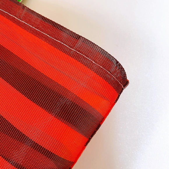 台湾製 ボーダー柄（ブラック・レッド） 漁師網 ナイロンバッグ (茄芷袋) ショルダーストラップタイプ｜Mサイズ｜紅黑條紋 茄芷袋 肩背款