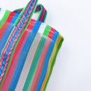 台湾製 縦細ストライプ柄（5色）漁師網 ナイロンバッグ (茄芷袋)｜XSサイズ｜5色細條直紋 茄芷袋
