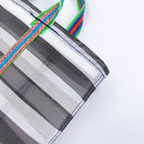 台湾製 モノトーンボーダー（ブラック・グレー）漁師網 ナイロンバッグ (茄芷袋)｜XSサイズ｜黑灰條紋款 茄芷袋（金獅牌）