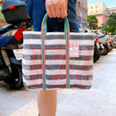 台湾製 モノトーンボーダー（ブラック・グレー）漁師網 ナイロンバッグ (茄芷袋)｜Sサイズ｜黑灰條紋款 茄芷袋（金獅牌）