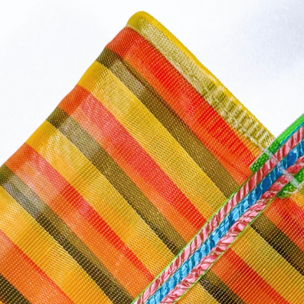 台湾製 ボーダー柄（オレンジ・ブラック・レッド）漁師網 ナイロン