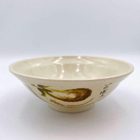 台湾レトロ メラミン製 魯肉飯・鶏肉飯用ボウル 飯碗 いちばん文字・なす柄｜台灣路邊攤用 美耐皿生意碗（魯肉飯碗） 一番平假名・茄子