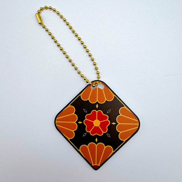 台湾マジョリカタイル柄 キーホルダー型 台湾交通系ICカード 暗花浮影（アンファフエイエ）｜台灣花磚造型悠遊卡