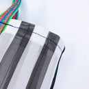 台湾製 縦ストライプ柄（ブラック・グレー）漁師網 ナイロンバッグ (茄芷袋)｜Sサイズ｜黑灰直條紋款 茄芷袋（金獅牌）