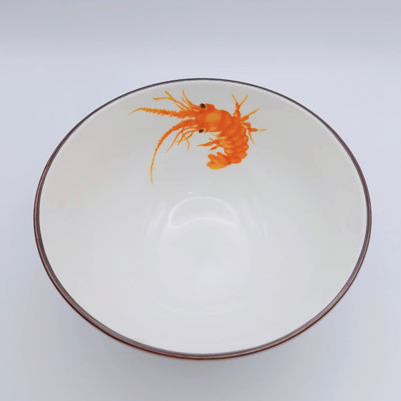 レトロ可愛い 大同磁器 海老わん おかゆ碗 飯碗 直径13.8cm｜大同磁器 4.8吋 粥碗（龍蝦）