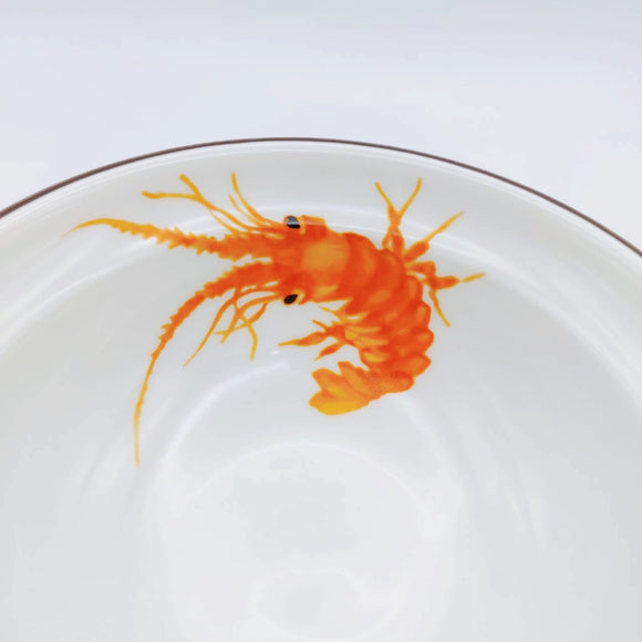 レトロ可愛い 大同磁器 海老わん 飯碗 直径12.7cm｜大同磁器 4.5吋 天井淺碗（龍蝦）