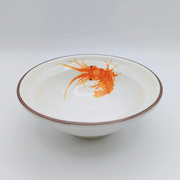 レトロ可愛い 大同磁器 海老わん 飯碗 直径12.7cm｜大同磁器 4.5吋 天井淺碗（龍蝦）