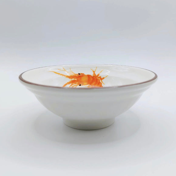 レトロ可愛い 大同磁器 海老わん 飯碗 直径12.7cm｜大同磁器 4.5吋 天井淺碗（龍蝦）