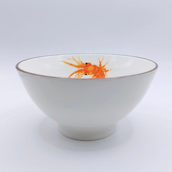 レトロ可愛い 大同磁器 海老わん おかゆ碗 飯碗 直径13.8cm｜大同磁器 4.8吋 粥碗（龍蝦）