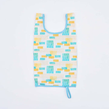 印花楽 折りたたみエコバッグ 鉄窓花タイル ライムオレンジ｜可收捲小背心袋 鐵花窗磚牆 萊姆橙黃