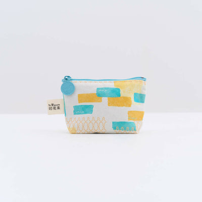印花楽 小物入れ（ポーチ・コインケース）ファスナー付き 鉄窓花タイル ライムオレンジ｜小東西拉鏈包 鐵花窗磚牆 萊姆橙黃