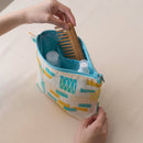 印花楽 台形ポーチ ファスナー付き 鉄窓花タイル ライムオレンジ｜拉鏈梯形收納包 鐵花窗磚牆 萊姆橙黃