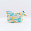 印花楽 台形ポーチ ファスナー付き 鉄窓花タイル ライムオレンジ｜拉鏈梯形收納包 鐵花窗磚牆 萊姆橙黃