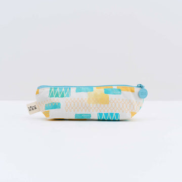 印花楽 ペンケース 鉄窓花タイル ライムオレンジ｜拉鏈筆袋 鐵花窗磚牆 萊姆橙黃