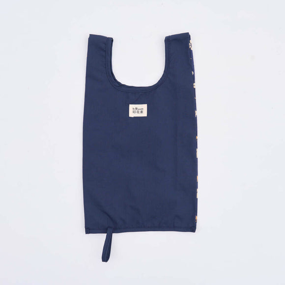 印花楽 折りたたみエコバッグ クラシック柄 落ち着きブルー｜可收捲小背心袋 經典花色 沉穩藍