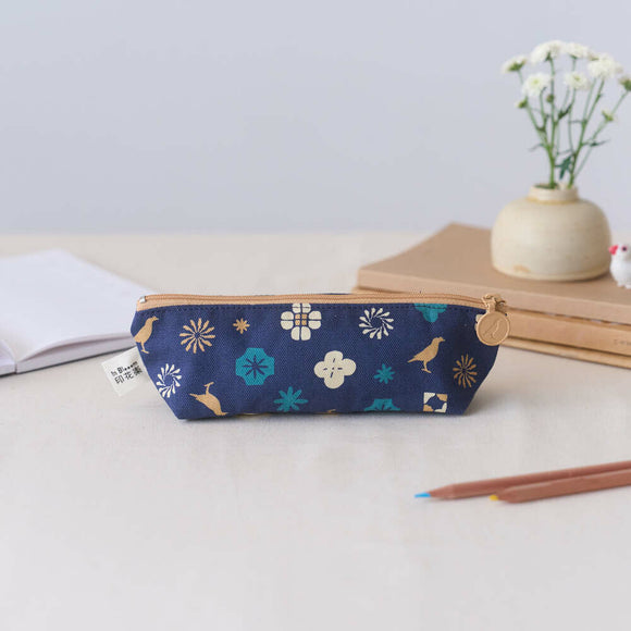 印花楽 ペンケース クラシック柄 落ち着きブルー｜拉鏈筆袋 經典花色 沉穩藍