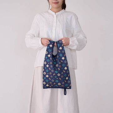 印花楽 折りたたみエコバッグ クラシック柄 落ち着きブルー｜可收捲小背心袋 經典花色 沉穩藍