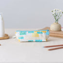 印花楽 ペンケース 鉄窓花タイル ライムオレンジ｜拉鏈筆袋 鐵花窗磚牆 萊姆橙黃