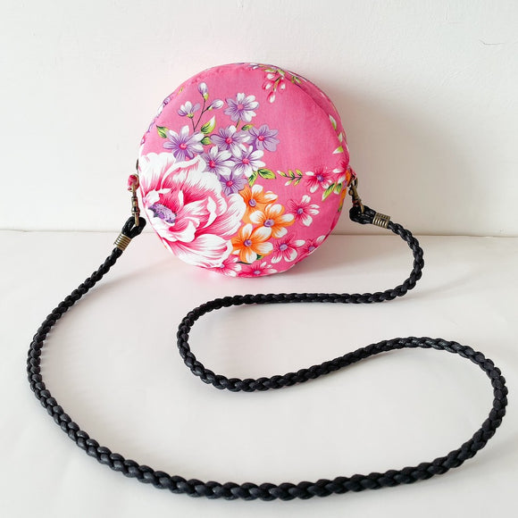 Hakka Rainy 客家花布 丸いミニショルダーバッグ｜圓形肩背包｜台湾花布