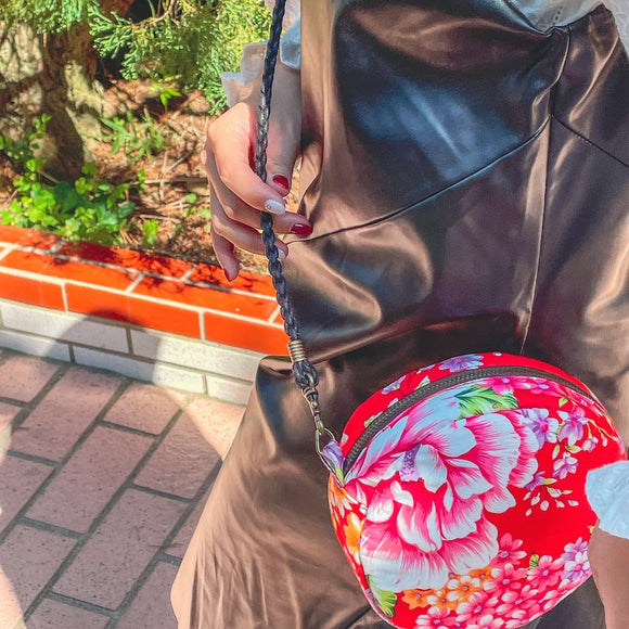 Hakka Rainy 客家花布 丸いミニショルダーバッグ｜圓形肩背包｜台湾花布