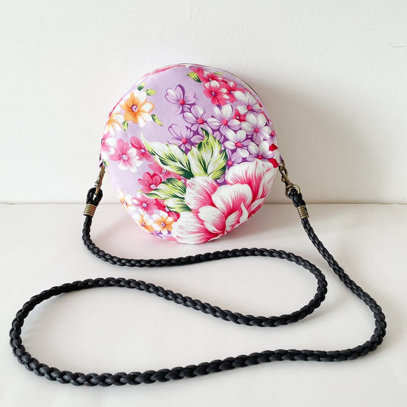 Hakka Rainy 客家花布 丸いミニショルダーバッグ｜圓形肩背包｜台湾花布