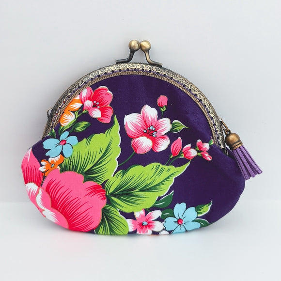 Hakka Rainy 客家花布 がま口ポーチ｜古銅金口金包｜台湾花布