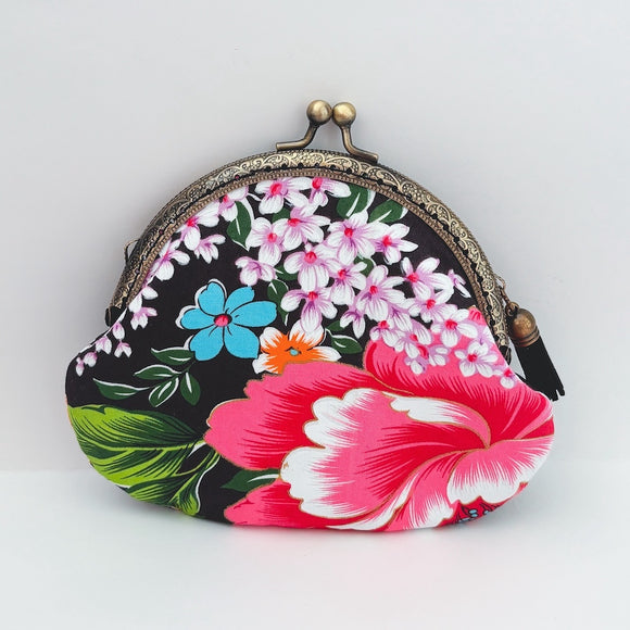 Hakka Rainy 客家花布 がま口ポーチ｜古銅金口金包｜台湾花布